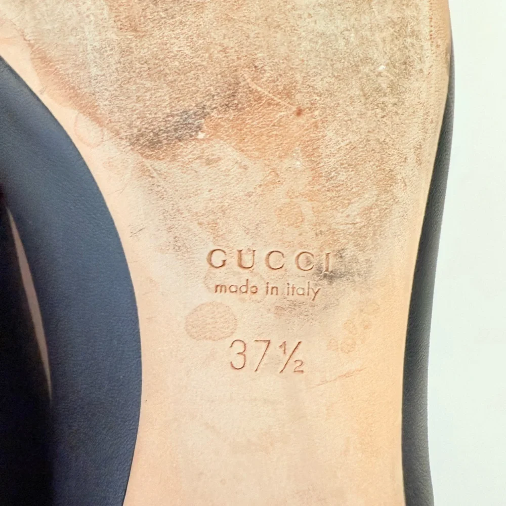 Gucci Horsebit Miro Soft Ballet Flats Black Leather Slip On Ballerina EU 37.5